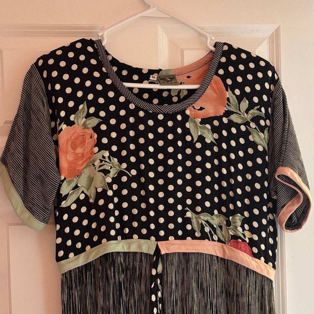 Vintage Floral and Polka Dot Maxi Dress